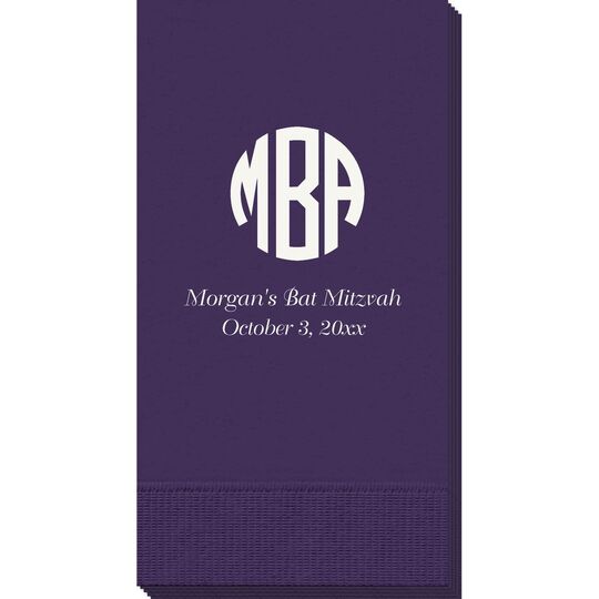 Rounded Monogram with Text Guest Towels